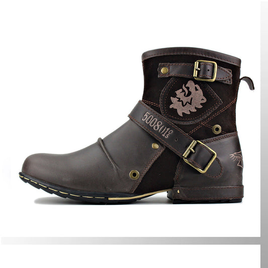 MEILLEUR CADEAU - Bottes En Cuir De Style Cowboy Occidental Pour Hommes