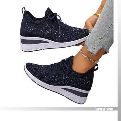💎 50% DE RÉDUCTION ! 💎 Chaussures de Sport Orthopédiques pour Femme – Cuir Haut de Gamme, Strass Élégants & Soutien Postural Médical ✨👟