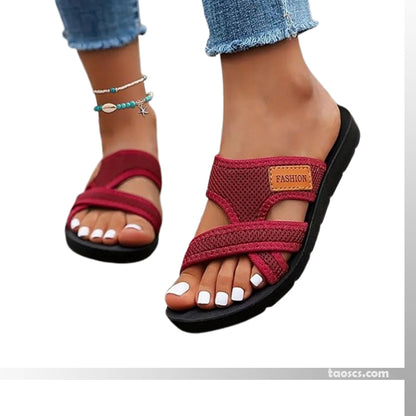 💕Profitez du confort💕Sandales plates confortables à bout ouvert pour pieds larges