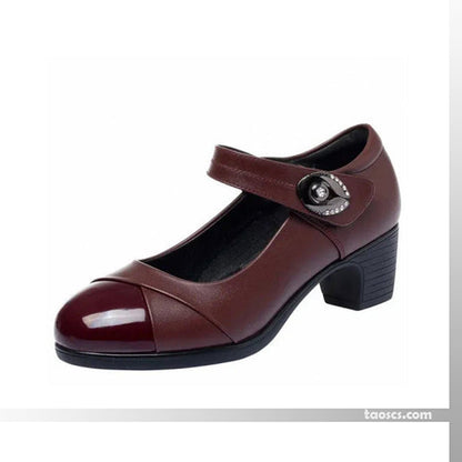 💖Livraison gratuite💖Chaussures orthopédiques en cuir à semelle souple et bouton diamant pour femmes【Confortable, antidérapant】