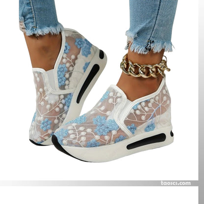 🔥2025 BEST SALE 🔥Chaussures de sport orthopédiques en maille respirante translucide imprimée à hauteur intérieure pour femmes, nouveau style